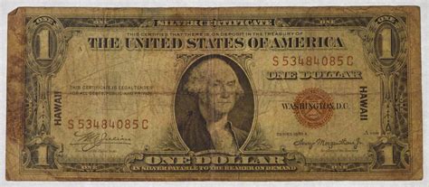 00 <b>Hawaii Silver Certificate - About Uncirculated</b> Condition NOTE HIGHLIGHTS: About Uncirculated condition. . 1935 a silver certificate hawaii
